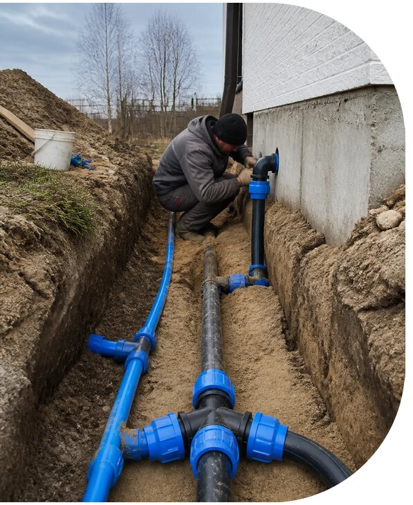Монтаж наружного водопровода на участке под ключ в Чайковском